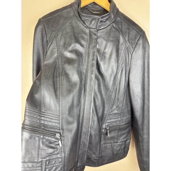 Vintage A.N.A Women’s XL Black Genuine Lambskin Leather Motorcycle Biker Jacket - Picture 2 of 15